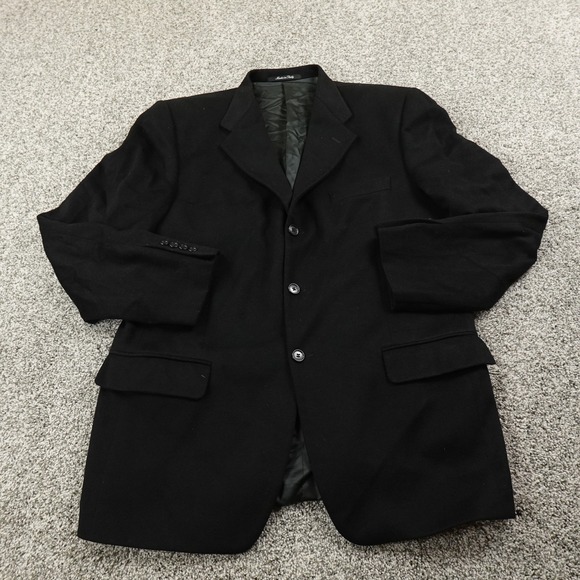 Cashmere Blazer Mens 54 Black Button Sport Over Coat Jacket Italy Soft